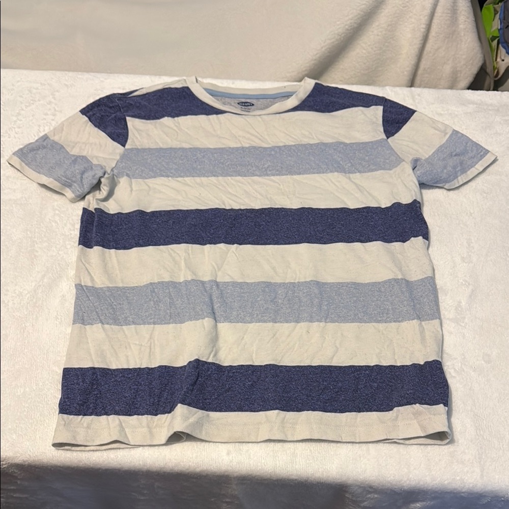 Old Navy Blue and White Short Sleeve Tee